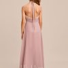 Junior Bridesmaid Dresses | A-line Halter Floor-Length Chiffon Lace Junior Bridesmaid Dress Dusty Rose – Girls