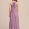 Junior Bridesmaid Dresses | A-line Halter Floor-Length Chiffon Lace Junior Bridesmaid Dress Mauve – Girls