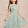 Junior Bridesmaid Dresses | A-line Halter Knee-Length Chiffon Junior Bridesmaid Dress Agave – Girls