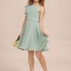 Junior Bridesmaid Dresses | A-line Halter Knee-Length Chiffon Junior Bridesmaid Dress Agave – Girls