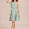 Junior Bridesmaid Dresses | A-line Halter Knee-Length Chiffon Junior Bridesmaid Dress Agave – Girls