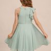 Junior Bridesmaid Dresses | A-line Halter Knee-Length Chiffon Junior Bridesmaid Dress Agave – Girls