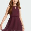 Junior Bridesmaid Dresses | A-line Halter Knee-Length Chiffon Junior Bridesmaid Dress Cabernet – Girls