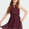 Junior Bridesmaid Dresses | A-line Halter Knee-Length Chiffon Junior Bridesmaid Dress Cabernet – Girls