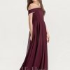 Junior Bridesmaid Dresses | A-line Off the Shoulder Floor-Length Chiffon Junior Bridesmaid Dress Cabernet – Girls