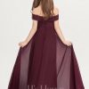 Junior Bridesmaid Dresses | A-line Off the Shoulder Floor-Length Chiffon Junior Bridesmaid Dress Cabernet – Girls