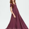 Junior Bridesmaid Dresses | A-line Off the Shoulder Floor-Length Chiffon Junior Bridesmaid Dress Mulberry – Girls