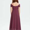 Junior Bridesmaid Dresses | A-line Off the Shoulder Floor-Length Chiffon Junior Bridesmaid Dress Mulberry – Girls