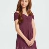 Junior Bridesmaid Dresses | A-line Off the Shoulder Floor-Length Chiffon Junior Bridesmaid Dress Mulberry – Girls