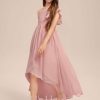 Junior Bridesmaid Dresses | A-line One Shoulder Asymmetrical Chiffon Junior Bridesmaid Dress Blush – Girls