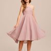 Junior Bridesmaid Dresses | A-line One Shoulder Asymmetrical Chiffon Junior Bridesmaid Dress Dusty Rose – Girls