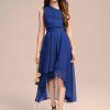 Junior Bridesmaid Dresses | A-line One Shoulder Asymmetrical Chiffon Junior Bridesmaid Dress With Bow As Picture – Girls