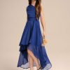 Junior Bridesmaid Dresses | A-line One Shoulder Asymmetrical Chiffon Junior Bridesmaid Dress With Bow As Picture – Girls