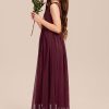 Junior Bridesmaid Dresses | A-line One Shoulder Floor-Length Chiffon Junior Bridesmaid Dress Cabernet – Girls