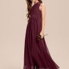 Junior Bridesmaid Dresses | A-line One Shoulder Floor-Length Chiffon Junior Bridesmaid Dress Cabernet – Girls