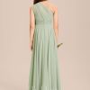 Junior Bridesmaid Dresses | A-line One Shoulder Floor-Length Chiffon Junior Bridesmaid Dress Celadon – Girls