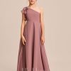 Junior Bridesmaid Dresses | A-line One Shoulder Floor-Length Chiffon Junior Bridesmaid Dress Desert Rose – Girls