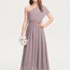 Junior Bridesmaid Dresses | A-line One Shoulder Floor-Length Chiffon Junior Bridesmaid Dress Dusk – Girls