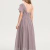 Junior Bridesmaid Dresses | A-line One Shoulder Floor-Length Chiffon Junior Bridesmaid Dress Dusk – Girls