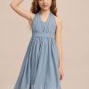 Junior Bridesmaid Dresses | A-line One Shoulder Knee-Length Chiffon Junior Bridesmaid Dress Dusty Blue – Girls