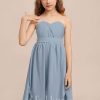 Junior Bridesmaid Dresses | A-line One Shoulder Knee-Length Chiffon Junior Bridesmaid Dress Dusty Blue – Girls