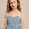 Junior Bridesmaid Dresses | A-line One Shoulder Knee-Length Chiffon Junior Bridesmaid Dress Dusty Blue – Girls