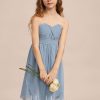 Junior Bridesmaid Dresses | A-line One Shoulder Knee-Length Chiffon Junior Bridesmaid Dress Dusty Blue – Girls