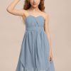 Junior Bridesmaid Dresses | A-line One Shoulder Knee-Length Chiffon Junior Bridesmaid Dress Dusty Blue – Girls