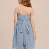 Junior Bridesmaid Dresses | A-line One Shoulder Knee-Length Chiffon Junior Bridesmaid Dress Dusty Blue – Girls