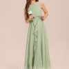 Junior Bridesmaid Dresses | A-line Scoop Ankle-Length Chiffon Junior Bridesmaid Dress With Bow Celadon – Girls