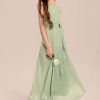 Junior Bridesmaid Dresses | A-line Scoop Ankle-Length Chiffon Junior Bridesmaid Dress With Bow Celadon – Girls