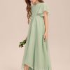 Junior Bridesmaid Dresses | A-line Scoop Asymmetrical Chiffon Junior Bridesmaid Dress Celadon – Girls