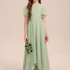 Junior Bridesmaid Dresses | A-line Scoop Asymmetrical Chiffon Junior Bridesmaid Dress Celadon – Girls