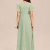 Junior Bridesmaid Dresses | A-line Scoop Asymmetrical Chiffon Junior Bridesmaid Dress Celadon – Girls