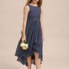 Junior Bridesmaid Dresses | A-line Scoop Asymmetrical Chiffon Junior Bridesmaid Dress Stormy – Girls