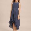 Junior Bridesmaid Dresses | A-line Scoop Asymmetrical Chiffon Junior Bridesmaid Dress Stormy – Girls