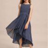 Junior Bridesmaid Dresses | A-line Scoop Asymmetrical Chiffon Junior Bridesmaid Dress Stormy – Girls