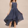 Junior Bridesmaid Dresses | A-line Scoop Asymmetrical Chiffon Junior Bridesmaid Dress Stormy – Girls