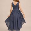 Junior Bridesmaid Dresses | A-line Scoop Asymmetrical Chiffon Junior Bridesmaid Dress Stormy – Girls