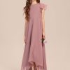 Junior Bridesmaid Dresses | A-line Scoop Asymmetrical Chiffon Junior Bridesmaid Dress Vintage Mauve – Girls