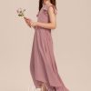 Junior Bridesmaid Dresses | A-line Scoop Asymmetrical Chiffon Junior Bridesmaid Dress Vintage Mauve – Girls