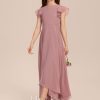 Junior Bridesmaid Dresses | A-line Scoop Asymmetrical Chiffon Junior Bridesmaid Dress Vintage Mauve – Girls