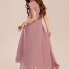 Junior Bridesmaid Dresses | A-line Scoop Asymmetrical Chiffon Junior Bridesmaid Dress Vintage Mauve – Girls