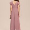 Junior Bridesmaid Dresses | A-line Scoop Asymmetrical Chiffon Junior Bridesmaid Dress Vintage Mauve – Girls