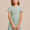 Junior Bridesmaid Dresses | A-line Scoop Floor-Length Chiffon Junior Bridesmaid Dress Agave – Girls