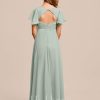 Junior Bridesmaid Dresses | A-line Scoop Floor-Length Chiffon Junior Bridesmaid Dress Agave – Girls