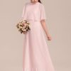 Junior Bridesmaid Dresses | A-line Scoop Floor-Length Chiffon Junior Bridesmaid Dress Blushing Pink – Girls