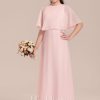 Junior Bridesmaid Dresses | A-line Scoop Floor-Length Chiffon Junior Bridesmaid Dress Blushing Pink – Girls