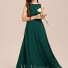 Junior Bridesmaid Dresses | A-line Scoop Floor-Length Chiffon Junior Bridesmaid Dress Dark Green – Girls