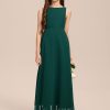 Junior Bridesmaid Dresses | A-line Scoop Floor-Length Chiffon Junior Bridesmaid Dress Dark Green – Girls